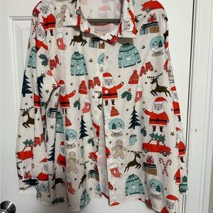Festive Santa and Reindeer Print Shirt